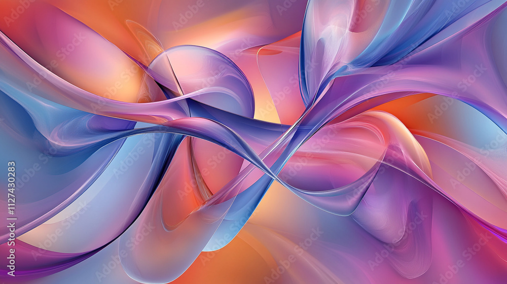 Naklejka premium Abstract Swirling Purple Blue Orange Flowing Design Background Texture