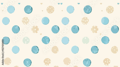 Blue Polka Dot Retro Seamless Background Vector Pattern for Design Projects