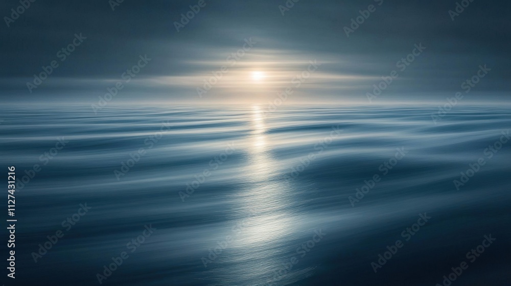 Ethereal sunlight beams in deep blue ocean Ethereal sunlight beams in deep blue ocean