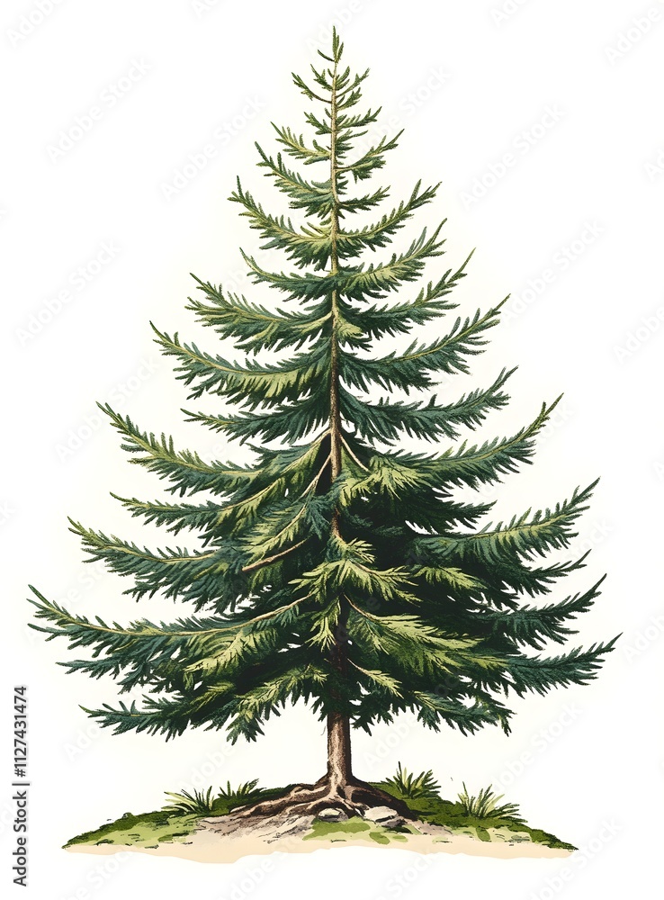 A Detailed Illustration Of A Majestic Evergreen Tree A Detailed Illustration Of A Majestic Evergreen Tree