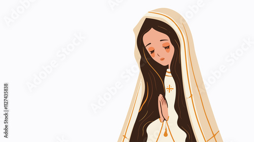 Symbolic Our Lady of Fatima Vector Illustration Depicting Virgin Mary, Ideal for Catholic Designs