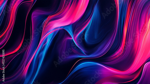 Abstract Swirling Neon Background Pink Purple Blue Fluid Wave Design