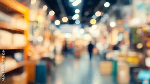 Wallpaper Mural Abstract background of customers walking in an illuminated department store with bokeh effect Torontodigital.ca