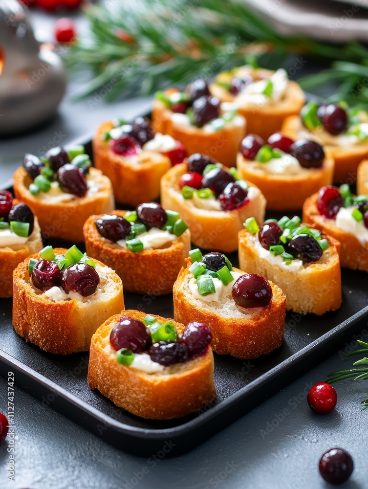 Cranberry Brie Bites with Black Olives - Festive appetizer, creamy brie, tart cranberries, savory olives, toasted baguette, holiday flavors. Cranberry Brie Bites with Black Olives - Festive appetizer, creamy brie, tart cranberries, savory olives, toasted baguette, holiday flavors.