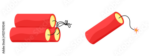 Explosive dynamite symbols. Danger and warning icons