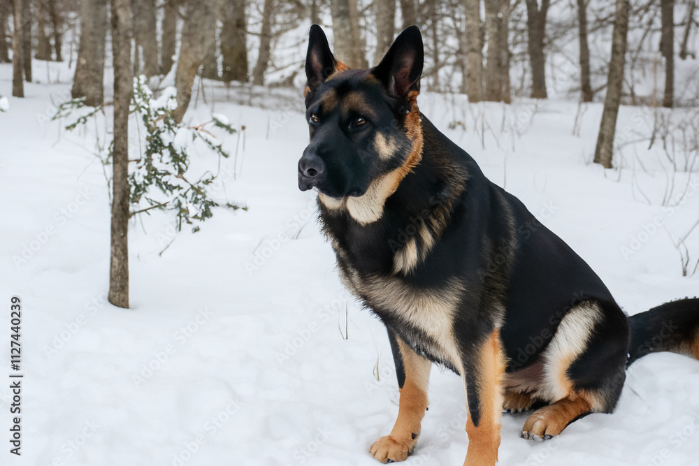 German shepherd dog sitting in the snow. A dog on a road in winter with snow. A dog lying in the snow. Dog lying on a road in lifestyle winter with snow. German shepherd dog sitting in the snow. A dog on a road in winter with snow. A dog lying in the snow. Dog lying on a road in lifestyle winter with snow.