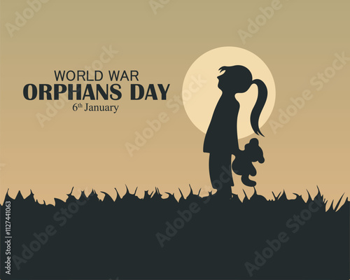 world war orphans day. 6 January. world day of war orphans holiday concept and banner, poster, card. background. vector illustration.