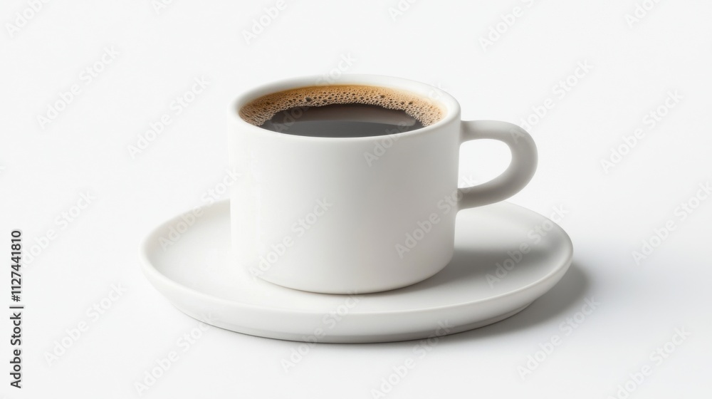 Minimalist white coffee cup with espresso Minimalist white coffee cup with espresso