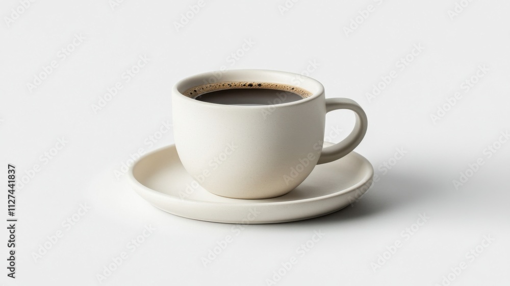 Minimalist white coffee cup with espresso Minimalist white coffee cup with espresso