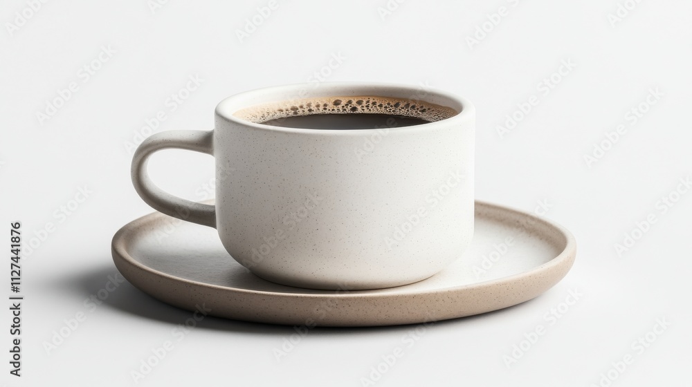 Minimalist white cup with dark espresso Minimalist white cup with dark espresso