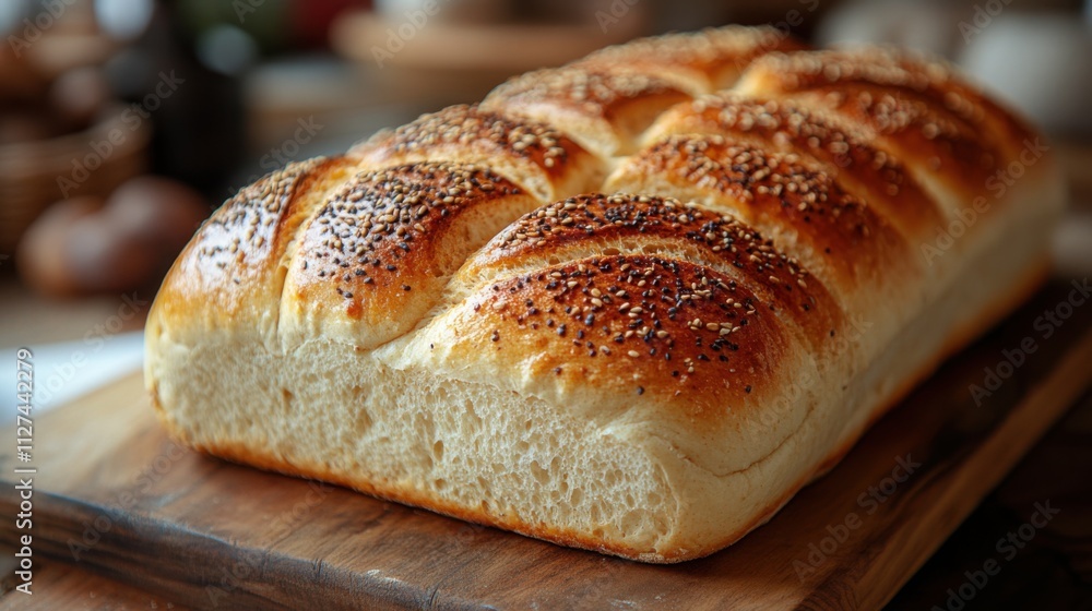 Warm loaf of bread in soft focus with blank space, perfect for food-related themes and bakery promotions. Warm loaf of bread in soft focus with blank space, perfect for food-related themes and bakery promotions.