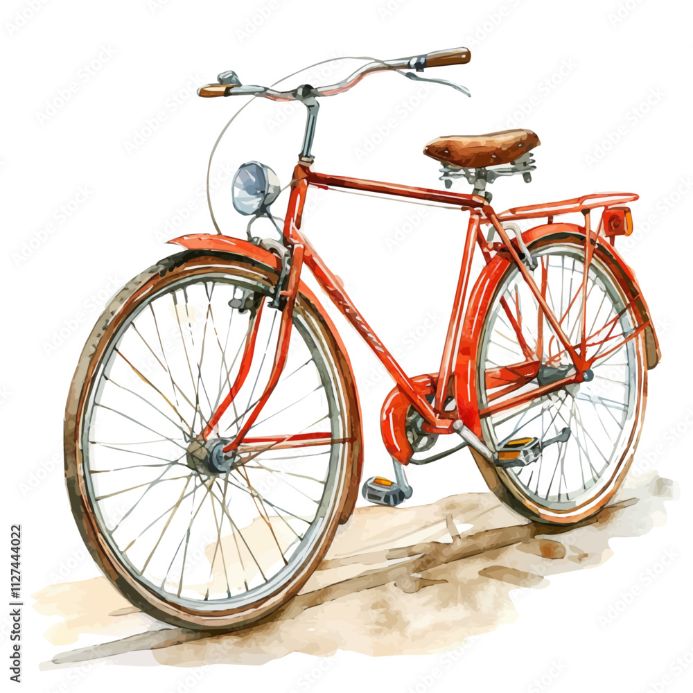 A watercolor illustration of a bicycle, isolated on a white background. Bicycle vector. A watercolor illustration of a bicycle, isolated on a white background. Bicycle vector.