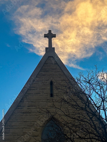church steeple against morning sky