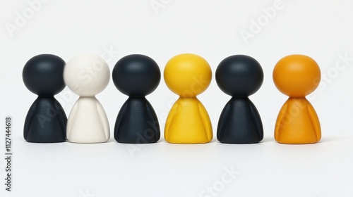 Diverse Set of Colorful Figurines Representing Unity and Diversity in a Minimalist Style, Ideal for Concepts of Teamwork and Collaboration