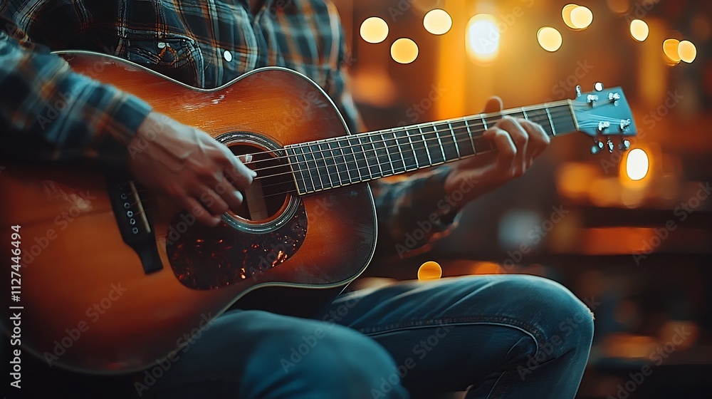 Obraz premium A spiritually relaxing view of a Devotional singing guitar accompaniment