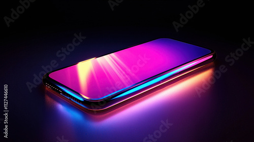 Digital icon of a smartphone with a glowing screen