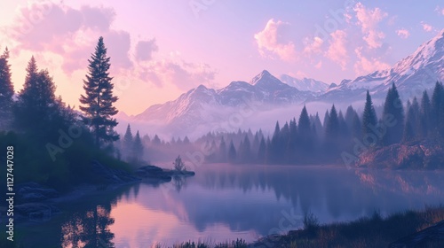 Bergsee mit Spiegelung und Morgenstimmung