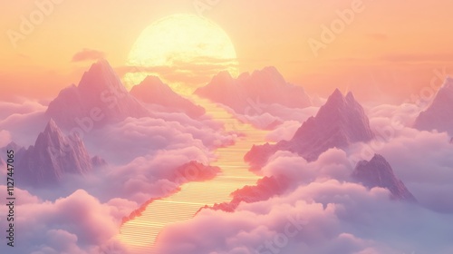 Leuchtende Berggipfel über Wolkenmeer