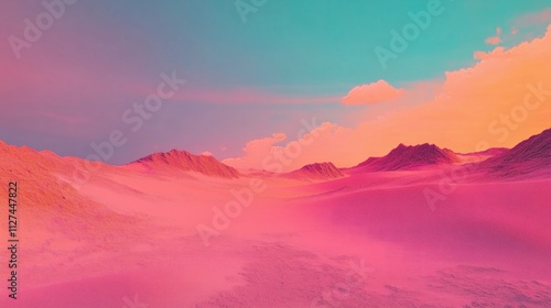 Rosa Dünenlandschaft unter dramatischem Himmel