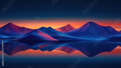 Farbintensive Hügelketten mit glatter Spiegelung