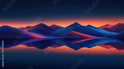 Abstrakte Bergformationen in leuchtendem Blau