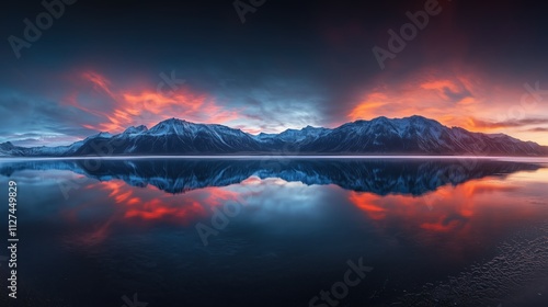 Spiegelung von Bergen in glasklarem Wasser