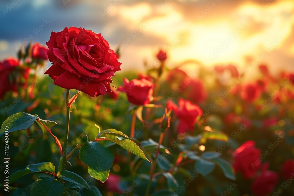 Blooming red rose garden outdoors blossom flower. Blooming red rose garden outdoors blossom flower.
