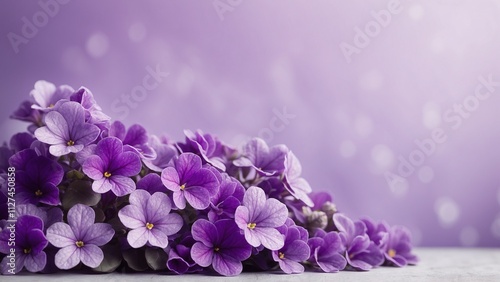 Purple violet flowers bunch on bokeh background