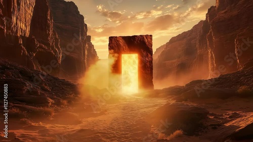Glowing Portal in Desert Canyon Seamless Looping Background Video