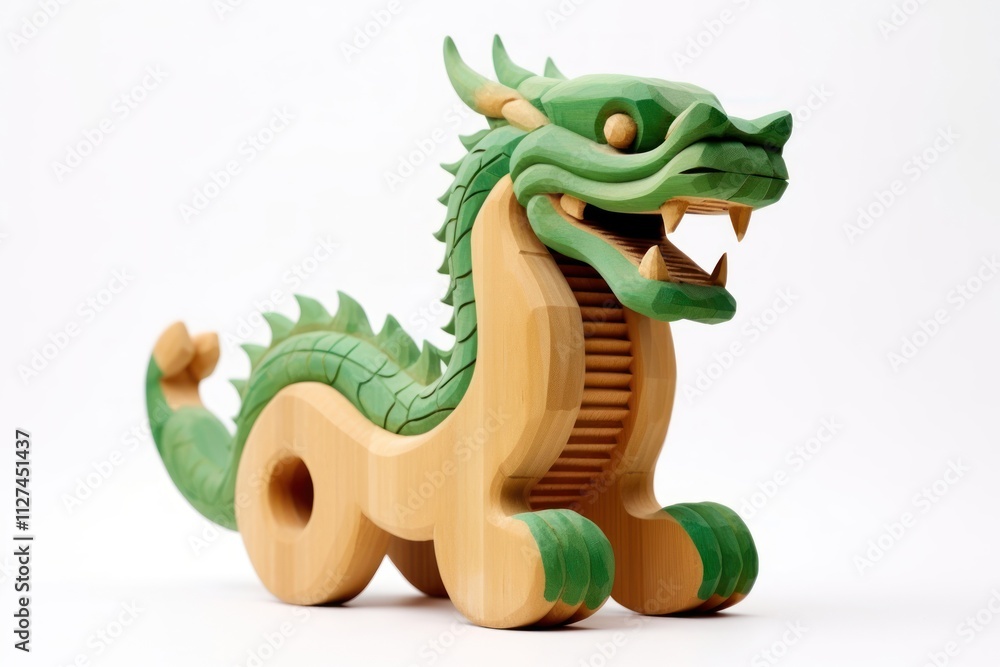 Obraz premium Wood Chinese Dragon dragon green wood.