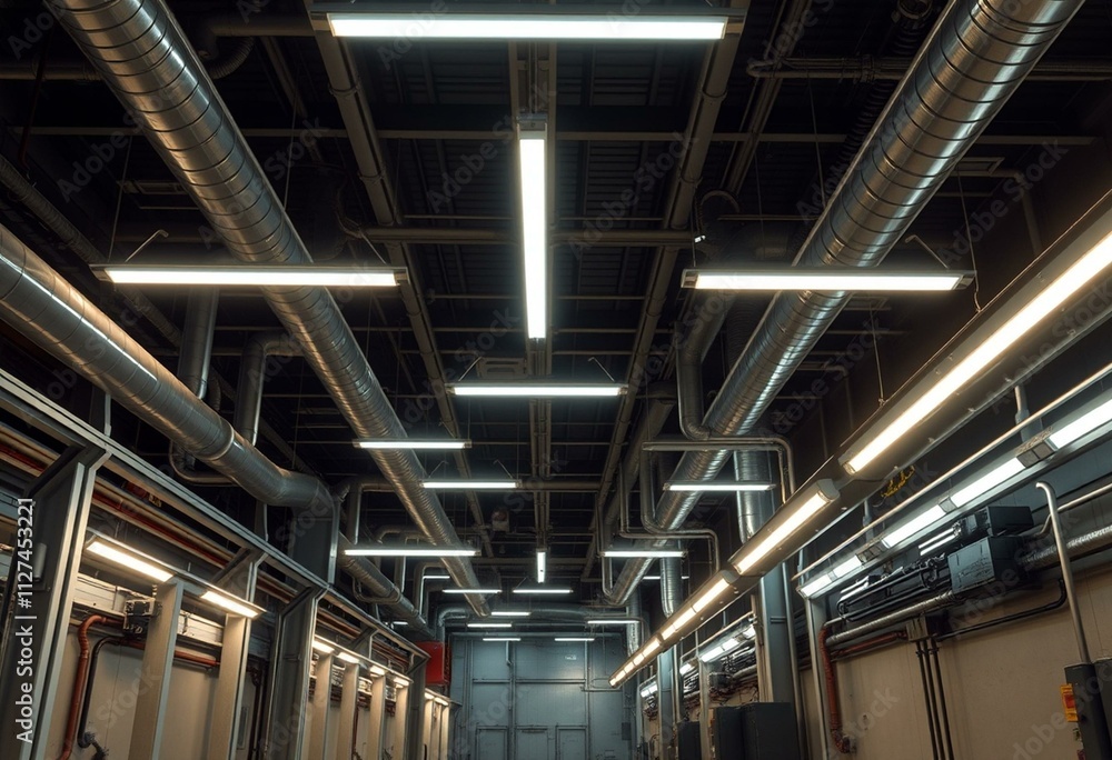 Obraz premium Industrial place interior with futuristic aesthetic