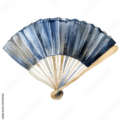 A watercolor drawing of a fan, isolated on a white background. Fan vector.