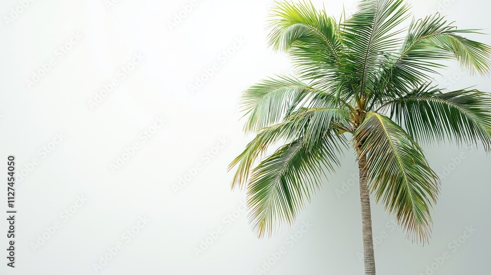Naklejka premium Serene Palm Tree Against a White Sky