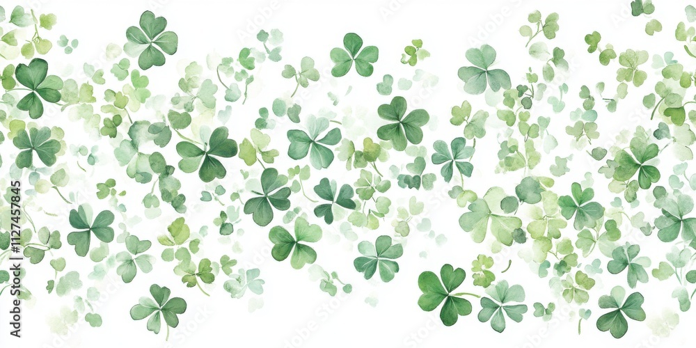 Seamless green clover and shamrock border Seamless green clover and shamrock border