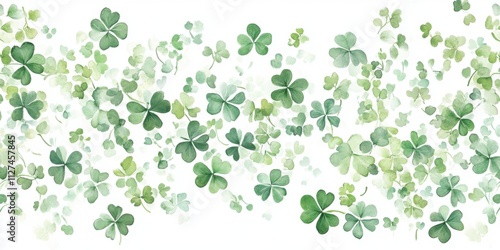 Seamless green clover and shamrock border