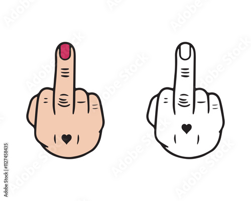 Middle finger up. Female hand. Vector illustration isolated on white background