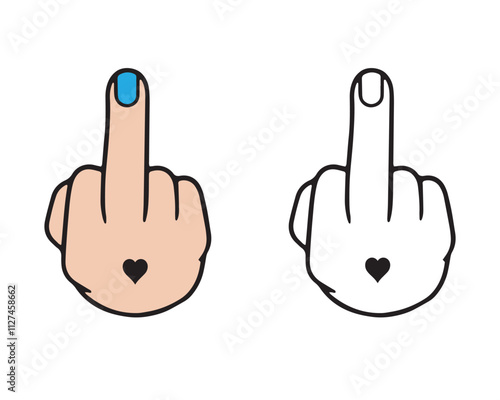 Middle finger up. Female hand. Vector illustration isolated on white background