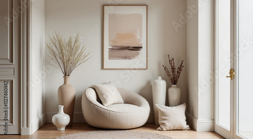 Minimalist Cozy Nook with Round Armchair