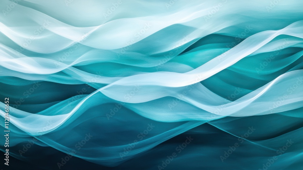 Fototapeta premium Serene teal and turquoise abstract waves