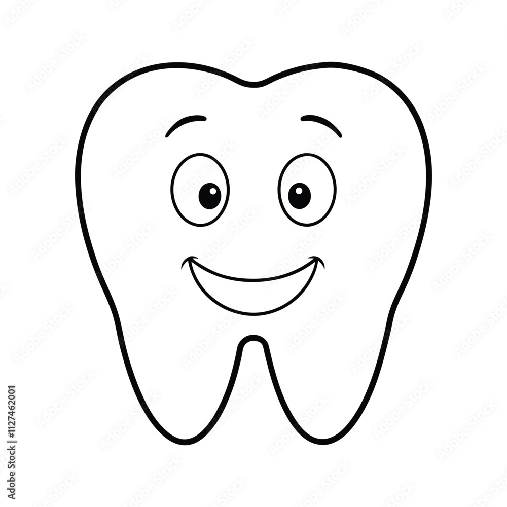 Happy Tooth Vector Illustration for Dental Care, Oral Health, and Adorable Cartoon Design Happy Tooth Vector Illustration for Dental Care, Oral Health, and Adorable Cartoon Design