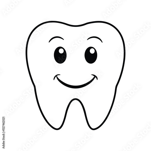 Happy Tooth Vector Illustration for Dental Care, Oral Health, and Adorable Cartoon Design