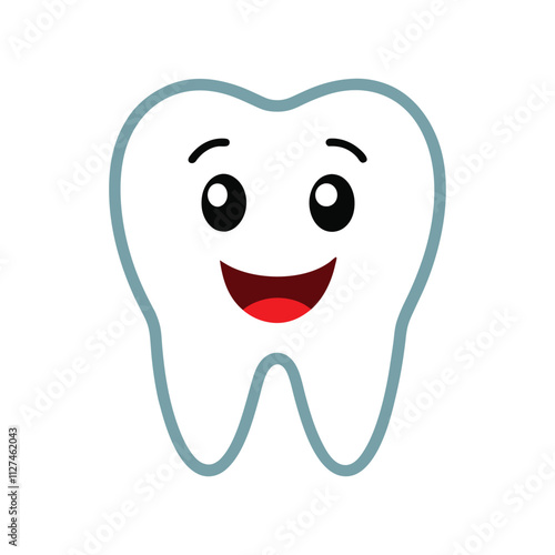 Happy Tooth Vector Illustration for Dental Care, Oral Health, and Adorable Cartoon Design
