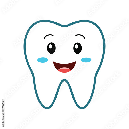Happy Tooth Vector Illustration for Dental Care, Oral Health, and Adorable Cartoon Design