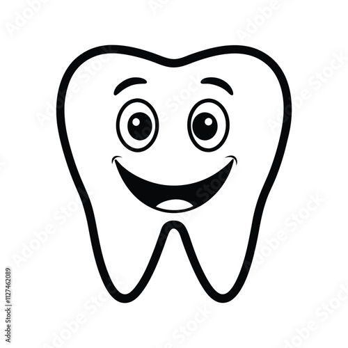 Happy Tooth Vector Illustration for Dental Care, Oral Health, and Adorable Cartoon Design