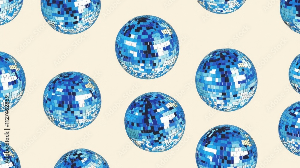 Fototapeta premium A pattern of blue disco balls on white