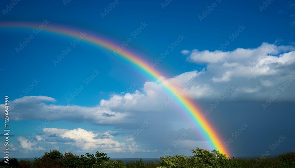 real rainbow on blue sky after raining real rainbow on blue sky after raining
