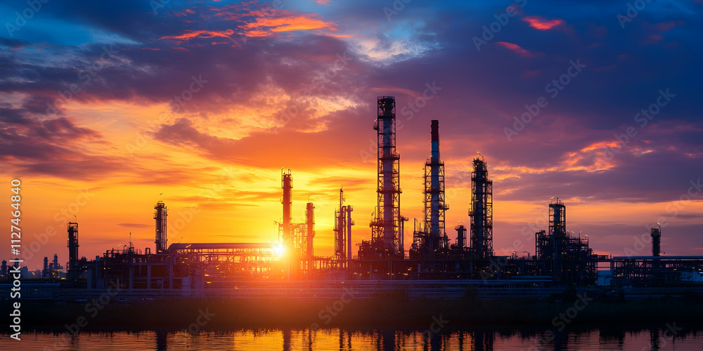 Silhouette of a construction site under a vivid sunset, symbolizing development and progress Silhouette of a construction site under a vivid sunset, symbolizing development and progress