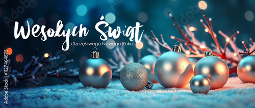 Wesołych Świąt Bożego Narodzenia i Szczęśliwego Nowego Roku - czerwony baner panorama