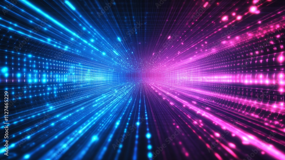 Abstract neon blue and pink laser grid tunnel background Abstract neon blue and pink laser grid tunnel background