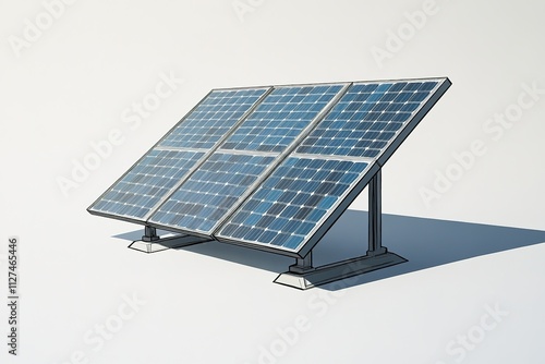 single solar panel icon drawn digitally on white canvas representing renewable energy